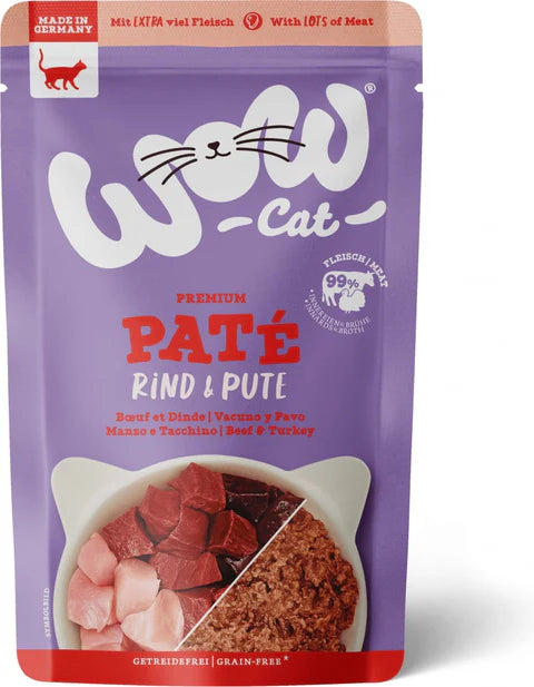 Pouche Wow para gatos - Ternera y pavo