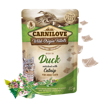 Pouch para gato de pollo , pato y catnip - Carnilove