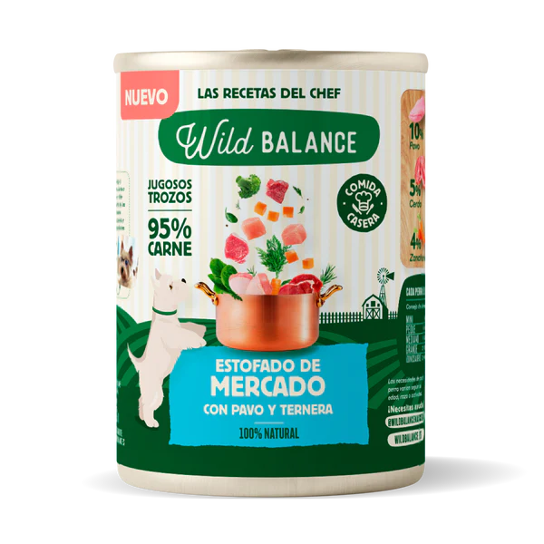 Lata de Estofado de mercado con pavo y ternera para perros - Wild Balance