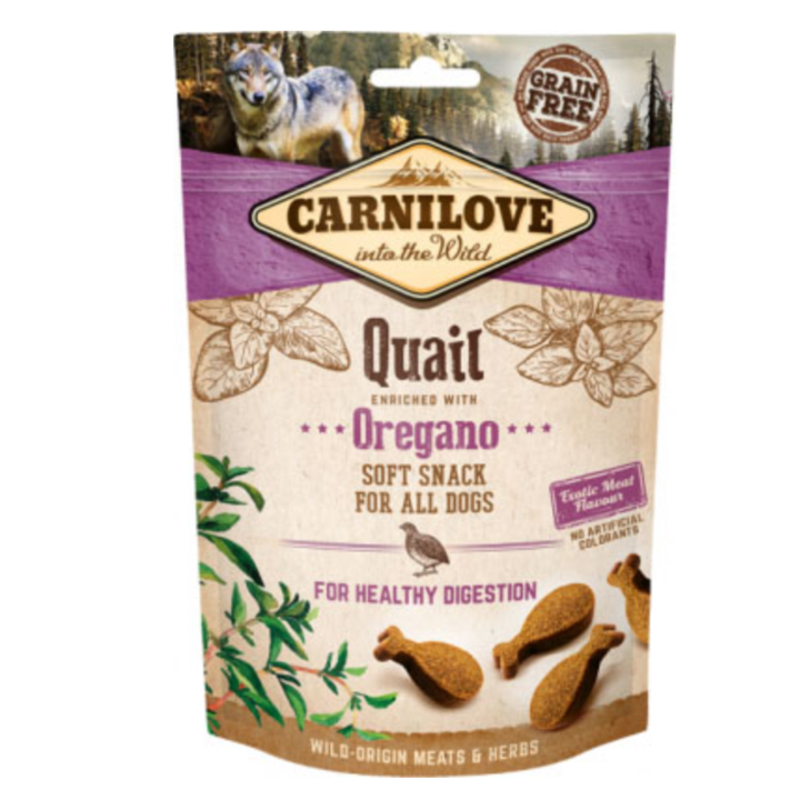 Carnilove - Snacks semihúmedos de codorniz con orégano